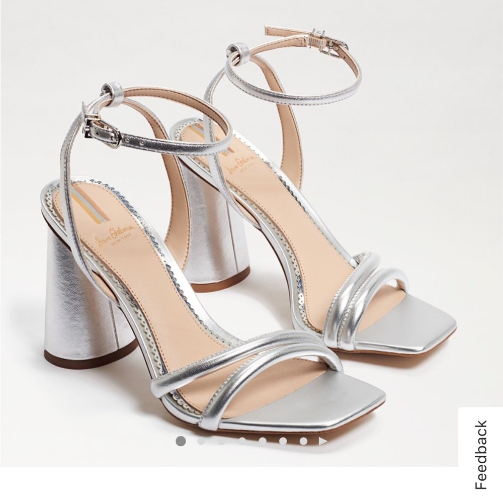 Worn once Sam Edelman Kia Block Heel Sandal Soft Silver size 8 1/2